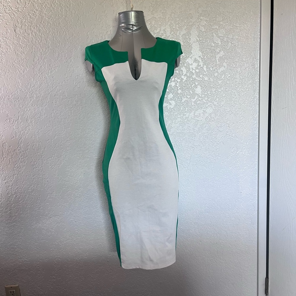 Elegant Green and White Women's Dress